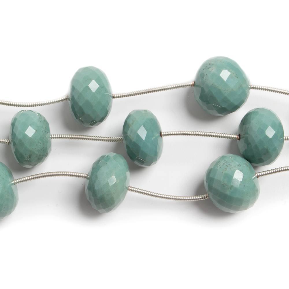 12-13.5mm Mint Green Agate faceted rondelle beads 6 pieces - The Bead Traders