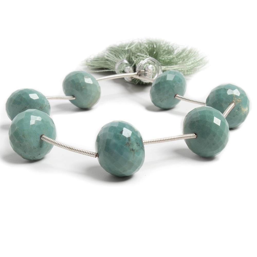 12-13.5mm Mint Green Agate faceted rondelle beads 6 pieces - The Bead Traders