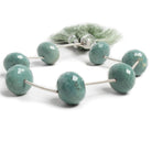 12-13.5mm Mint Green Agate faceted rondelle beads 6 pieces - The Bead Traders