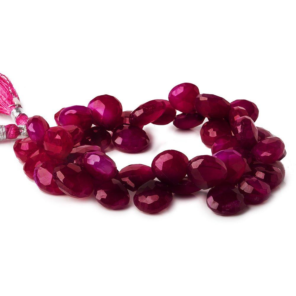 12-13mm Berry Pink Chalcedony Faceted Heart Beads 8 inch 43 pcs - The Bead Traders