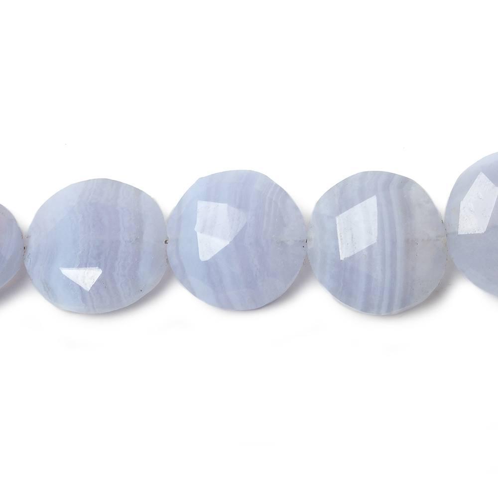12-13mm Blue Lace Agate faceted coin beads 7.5 inches 16 pieces AA Grade - The Bead Traders
