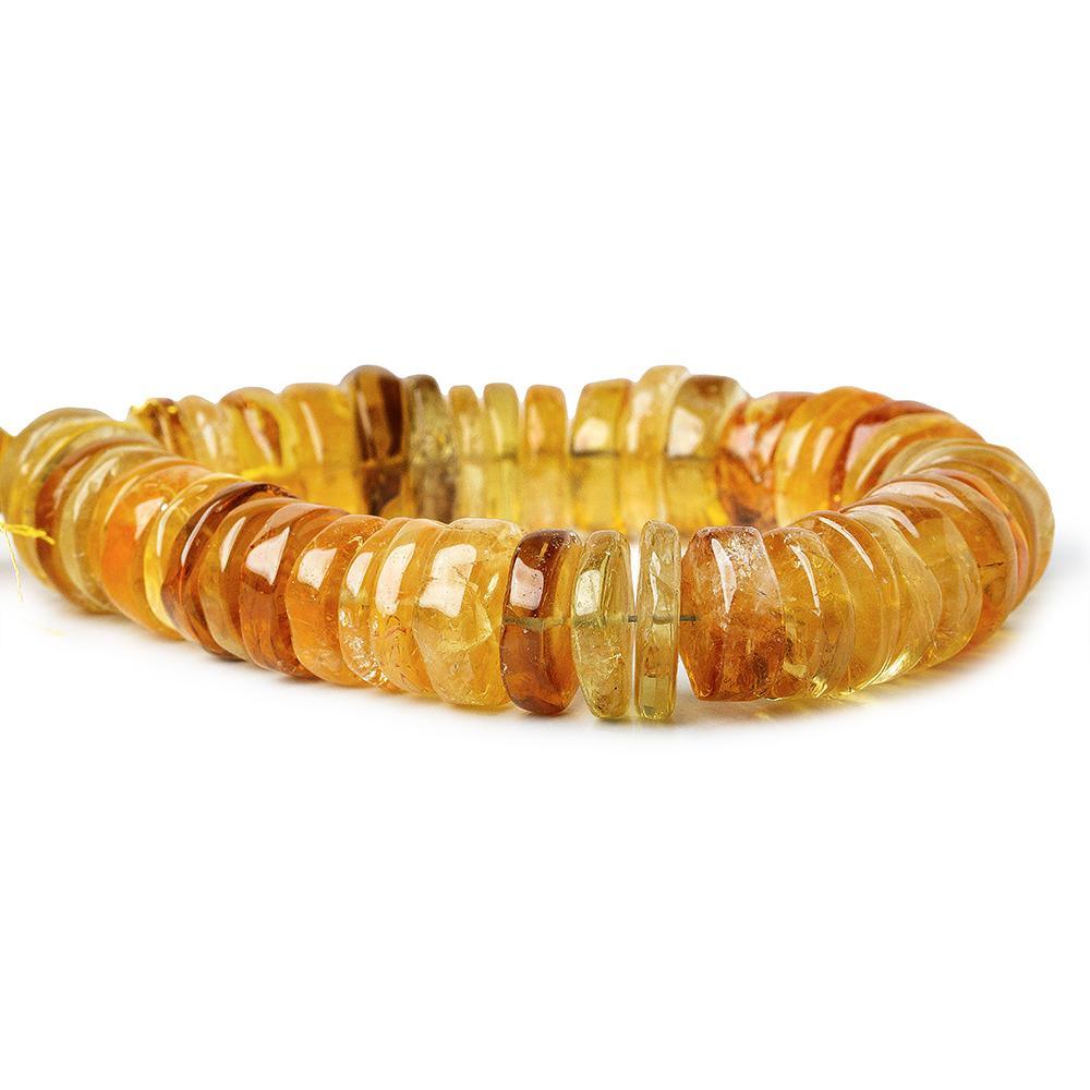 12-14mm Citrine HydroQuartz Plain Heishi & Rondelles 7.5 inch 39 beads - The Bead Traders