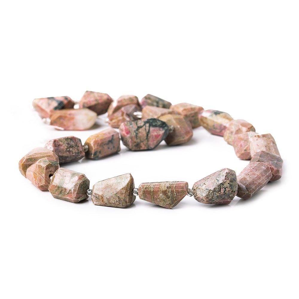 12 - 14mm Rhodonite Faceted Nugget Beads 15 inch 24 pieces - The Bead Traders