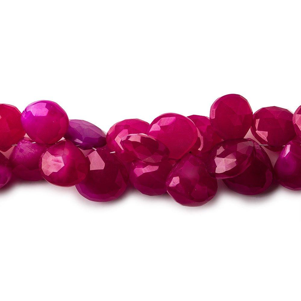 12-15mm Berry Pink Chalcedony Faceted Heart Beads 8 inch 50 pcs - The Bead Traders
