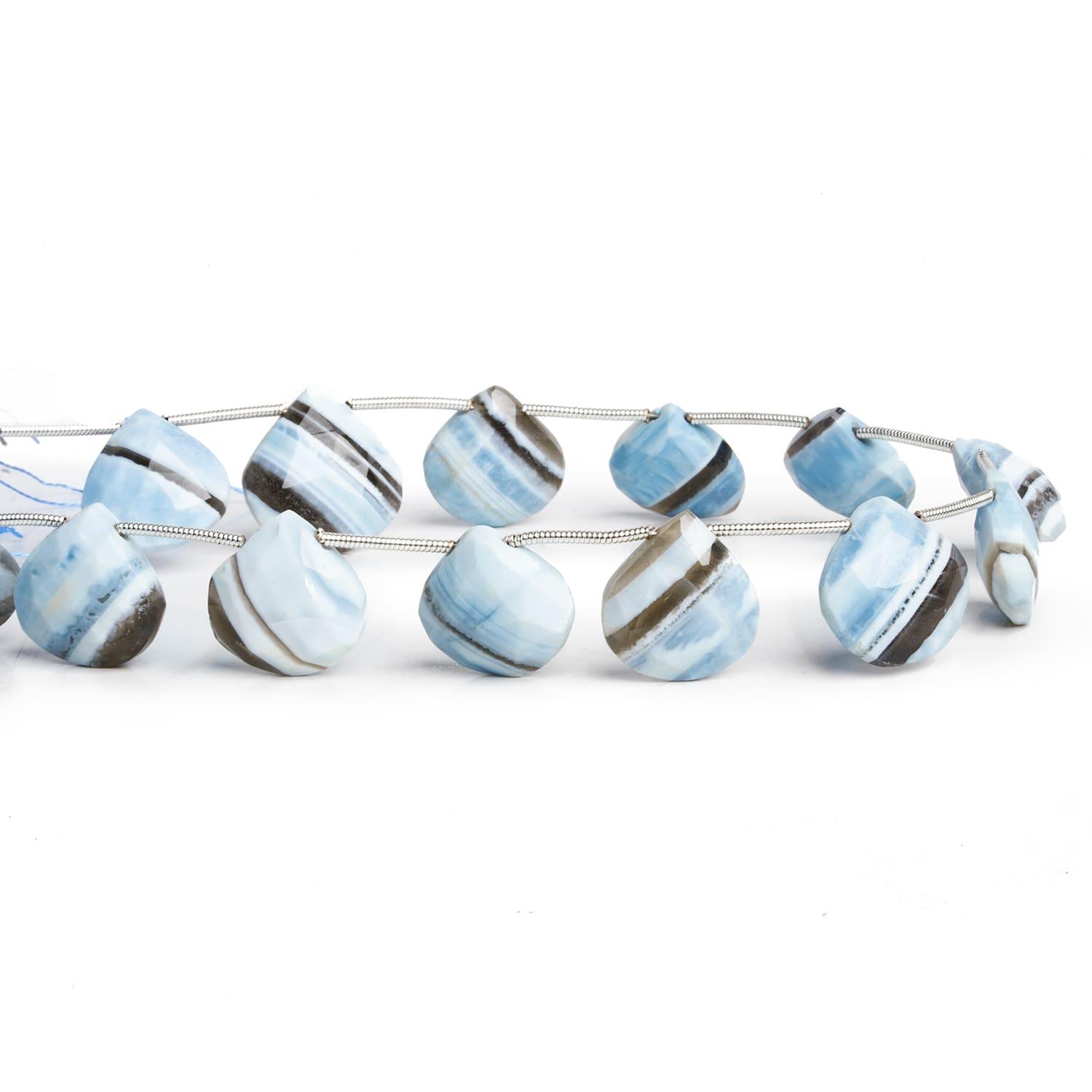 12-15mm Denim Opal Faceted Hearts 8 inch 11 beads - The Bead Traders