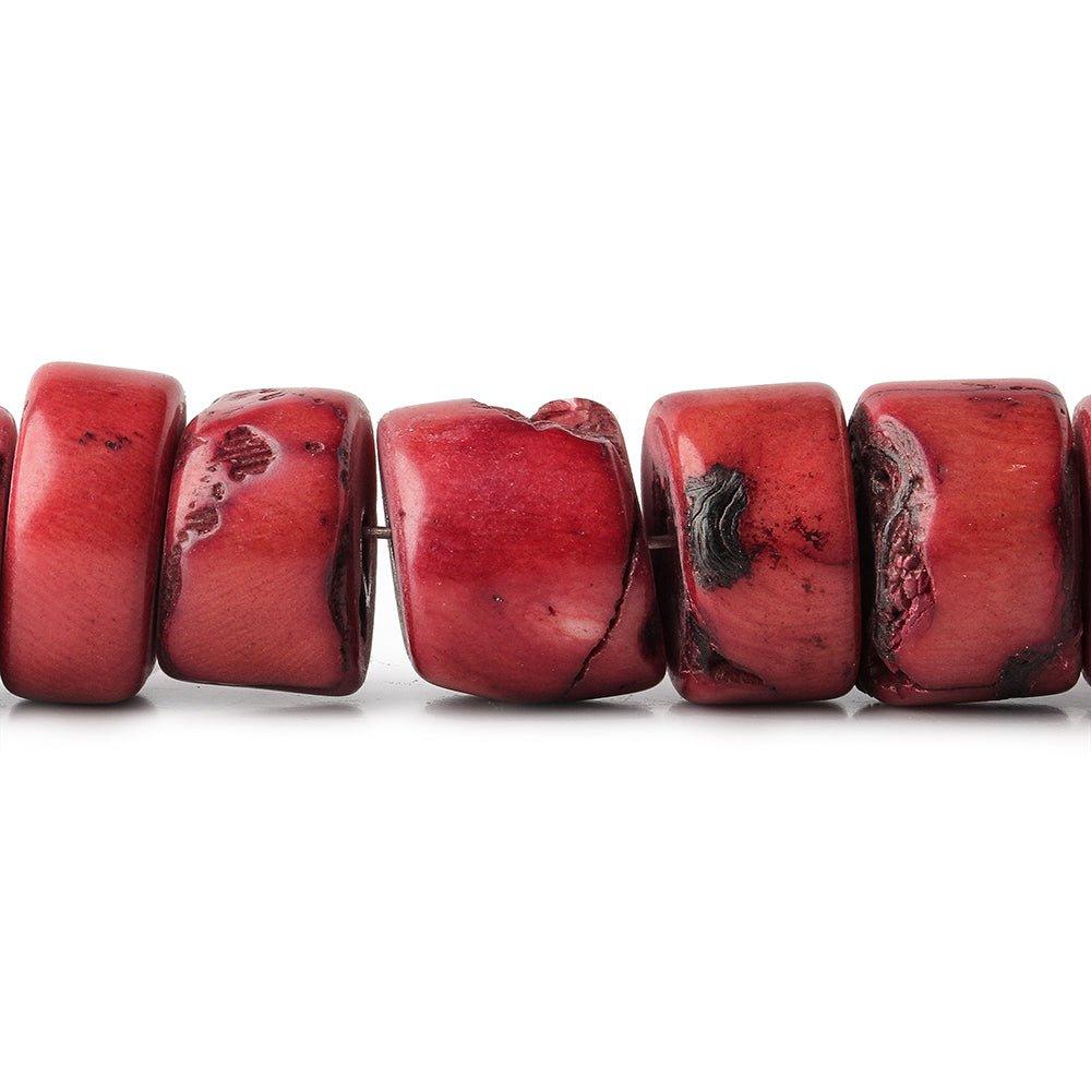 12 - 15mm Red Coral Heishi Bead Strand 15 inch 37 pieces - The Bead Traders