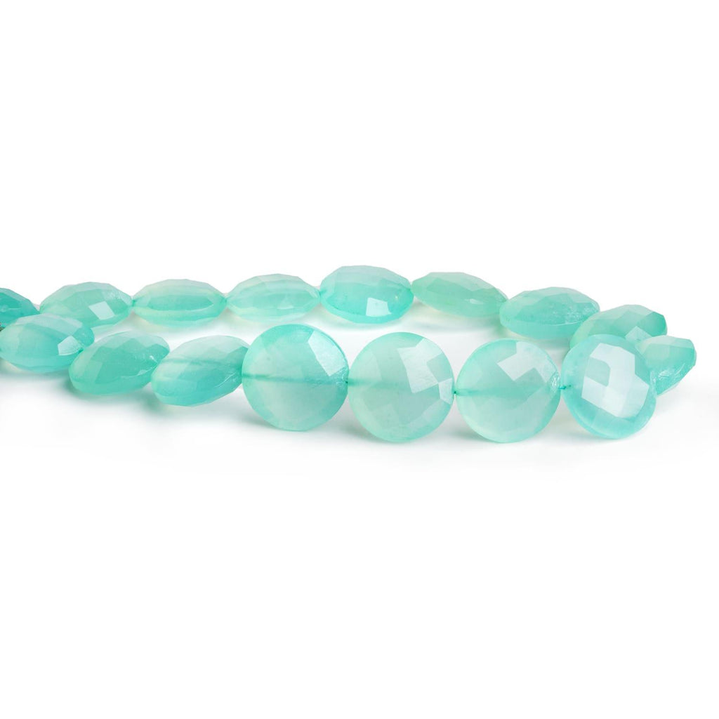 12-15mm Seablue Chalcedony Faceted Coins 8 inch 15 beads - The Bead Traders