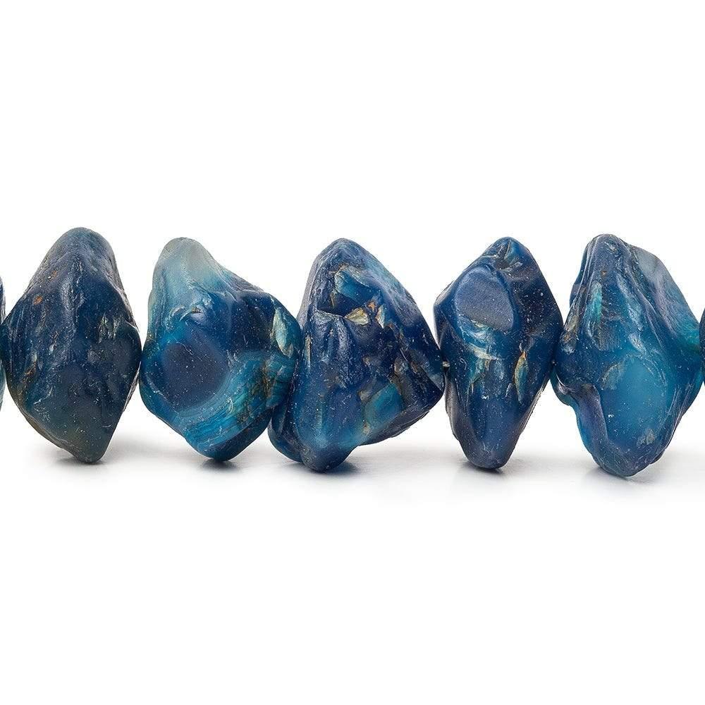 12-16mm Cozumel Blue Agate Beads Tumbled Hammer Faceted Disc 8 inch 26 pcs - The Bead Traders