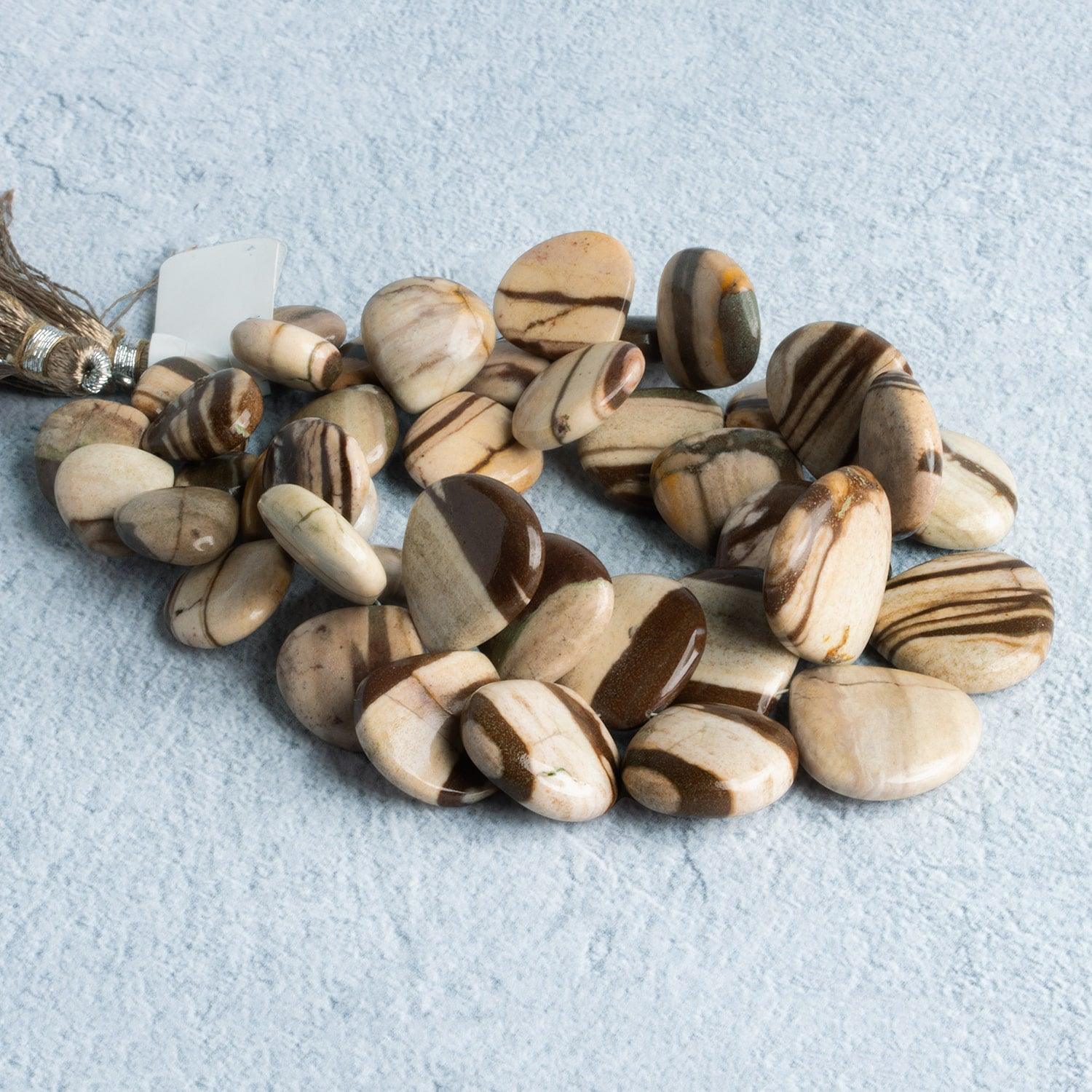 12-19mm Desert Khaki Jasper Heart Beads 7.5 inch 37 beads - The Bead Traders
