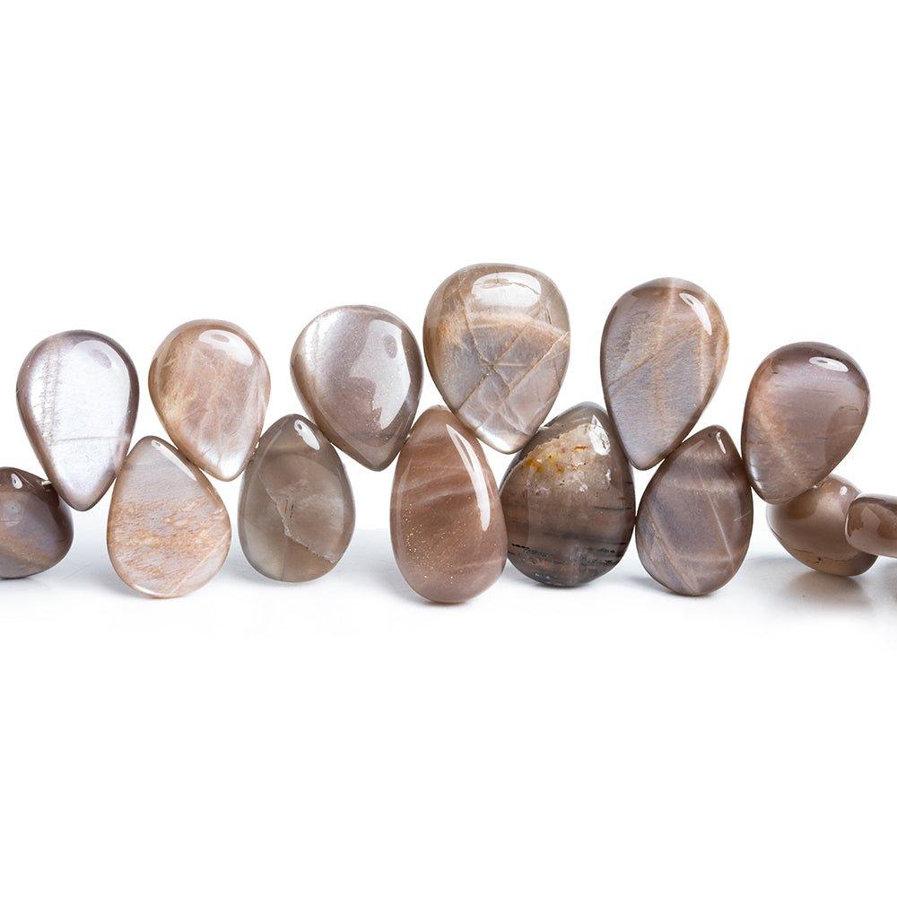 12.5x9mm-14.5x11mm Chocolate Moonstone Plain Pear Beads 8 inch 40 pieces - The Bead Traders