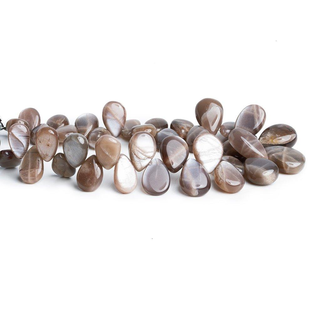 12.5x9mm-14.5x11mm Chocolate Moonstone Plain Pear Beads 8 inch 40 pieces - The Bead Traders