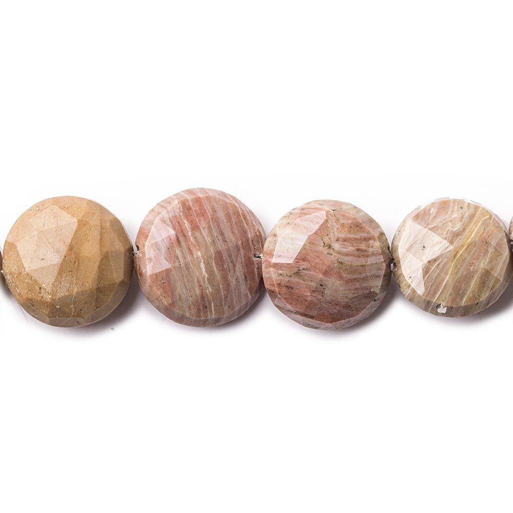 12mm-15mm Jasper Faceted Coin Beads 8.5 inch 17 pieces - The Bead Traders