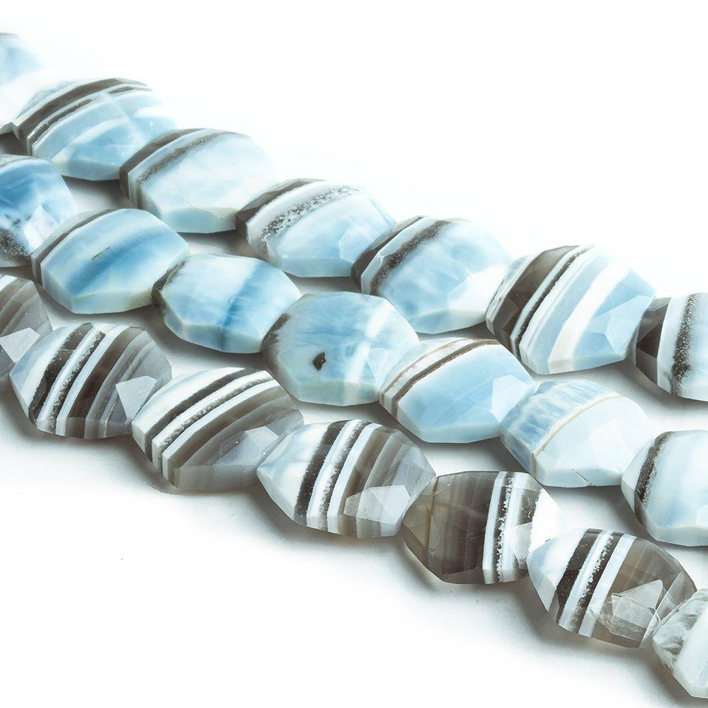 12mm-16mm Denim Blue Opal Faceted Hexagon Beads - Lot of 3 Strands - The Bead Traders