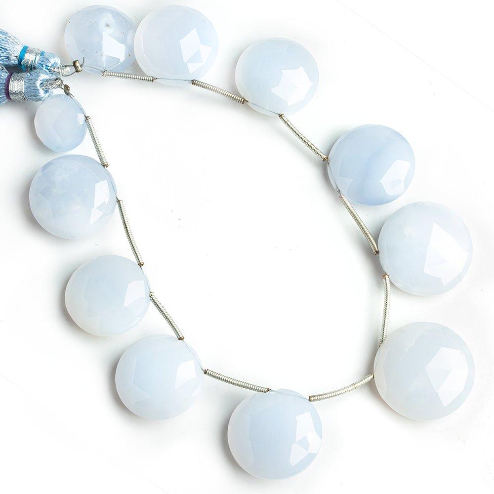 12mm-20mm Turkish Blue Chalcedony Top Drilled Faceted Coin Beads 9 inch 11 pieces - The Bead Traders