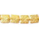12mm 22kt Gold Plated Copper Eye Embossed Square Beads, 8 inch - The Bead Traders