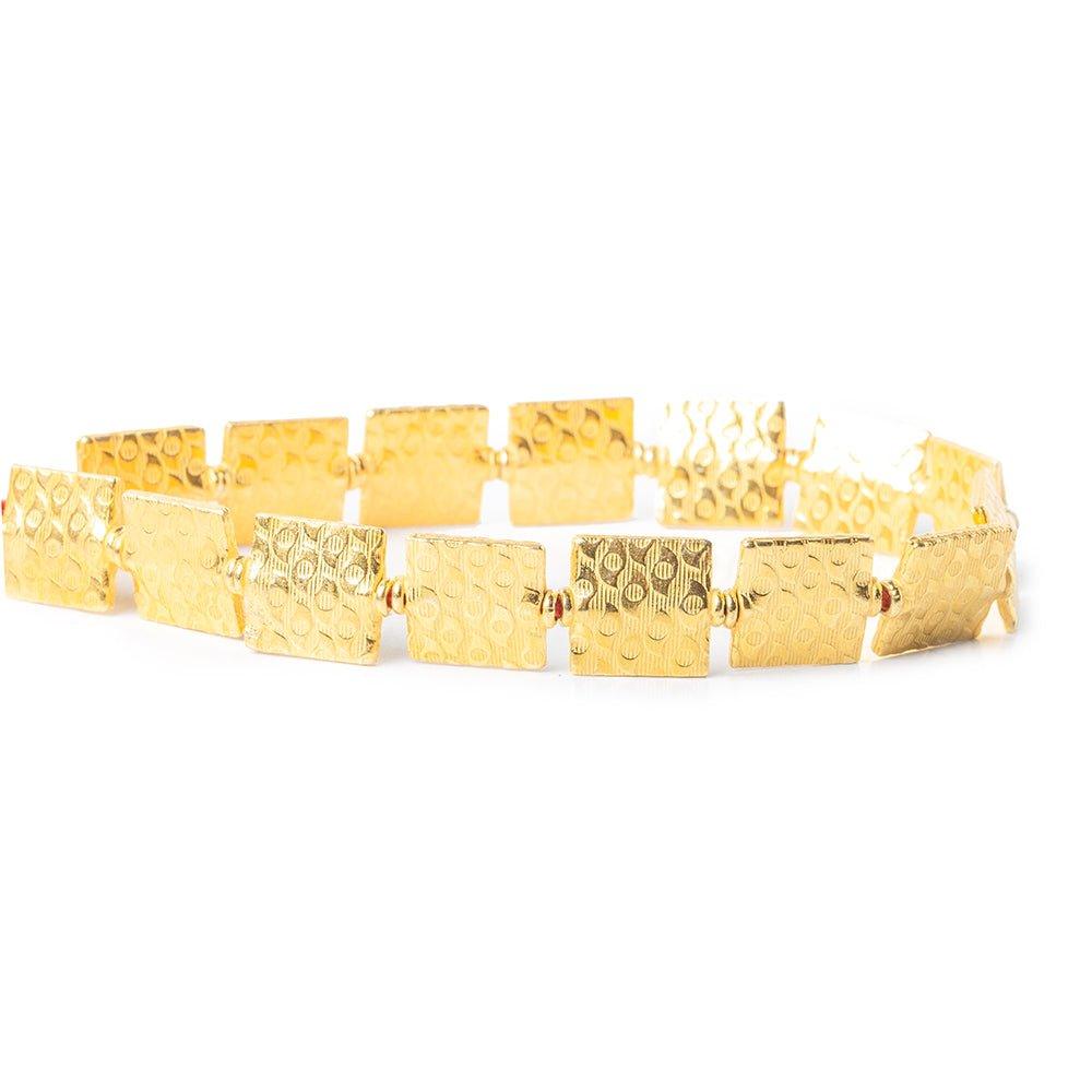 12mm 22kt Gold Plated Copper Eye Embossed Square Beads, 8 inch - The Bead Traders