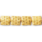 12mm 22kt Gold Plated Copper Heart Embossed Square Beads, 8 inch - The Bead Traders