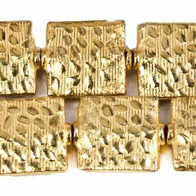 12mm 22kt Gold Plated Copper Medium Cobblestone Embossed Square Beads, 8 inch - The Bead Traders