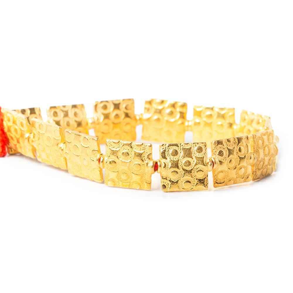 12mm 22kt Gold Plated Copper Square and Circle Embossed Square Beads, 8 inch - The Bead Traders