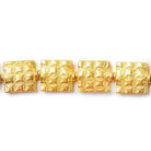12mm 22kt Gold Plated Copper Square Embossed Square Beads, 8 inch - The Bead Traders