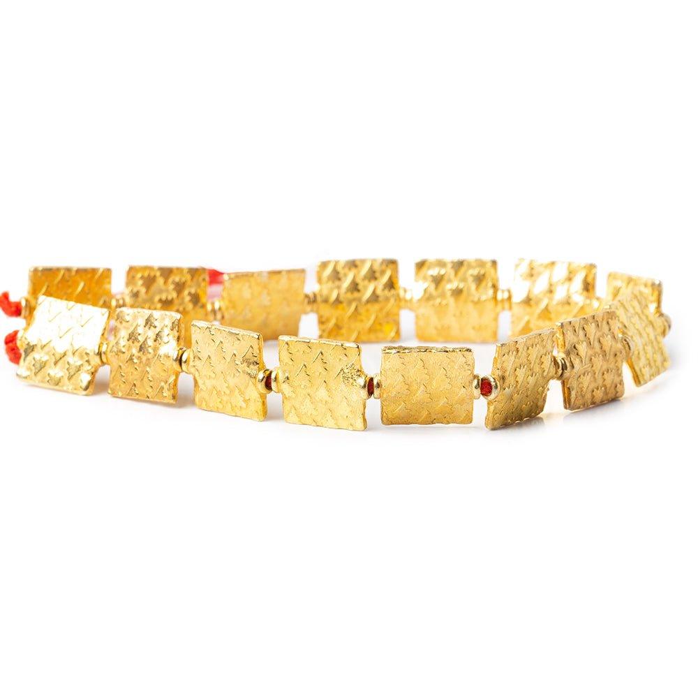 12mm 22kt Gold Plated Copper Tree Embossed Square Beads, 8 inch, 15 beads - The Bead Traders