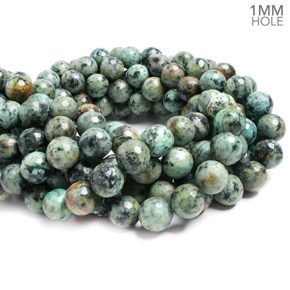 12mm African Turquoise faceted round Beads 15 inch 39 pieces - The Bead Traders