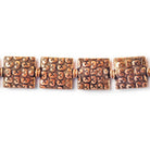 12mm Antiqued Copper 3 Health, Wealth, Happiness Embossed Square Beads, 8 inch, 15 beads - The Bead Traders