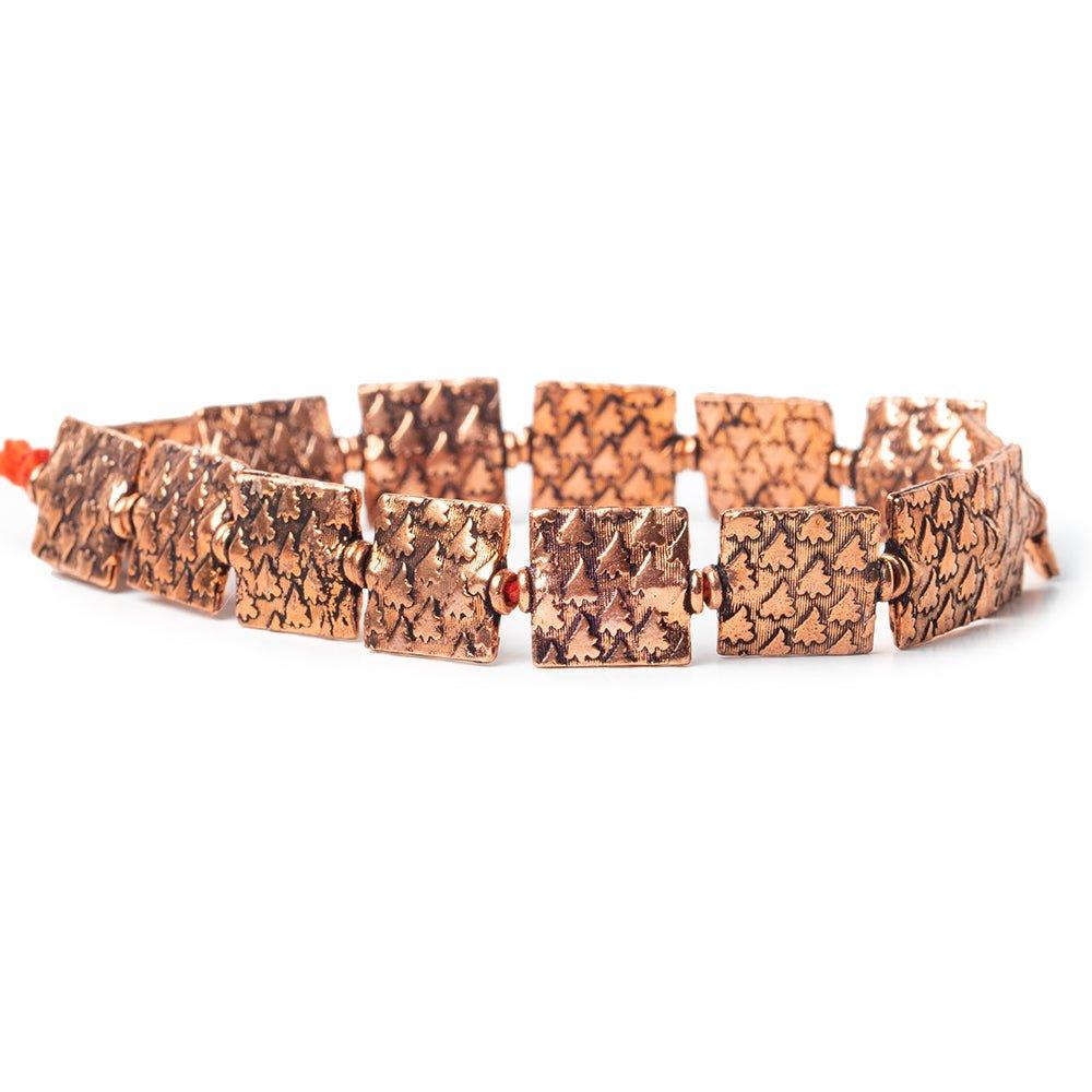 12mm Antiqued Copper Arrow Embossed Square Beads, 8 inch, 15 beads - The Bead Traders