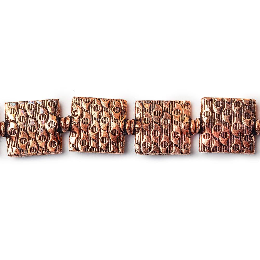 12mm Antiqued Copper Eye Embossed Square Beads, 8 inch, 15 beads - The Bead Traders