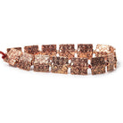 12mm Antiqued Copper Geometric Embossed Square Beads, 8 inch, 15 beads - The Bead Traders