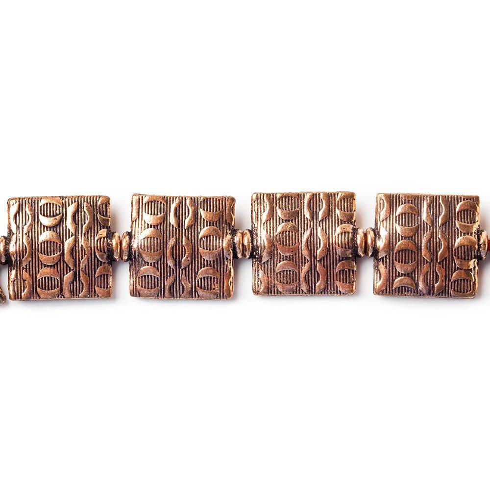 12mm Antiqued Copper Hugs Embossed Square Beads, 8 inch, 15 beads - The Bead Traders