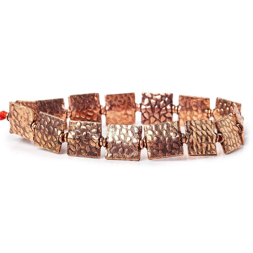 12mm Antiqued Copper Medium Cobblestone Embossed Square Beads, 8 inch, 15 beads - The Bead Traders