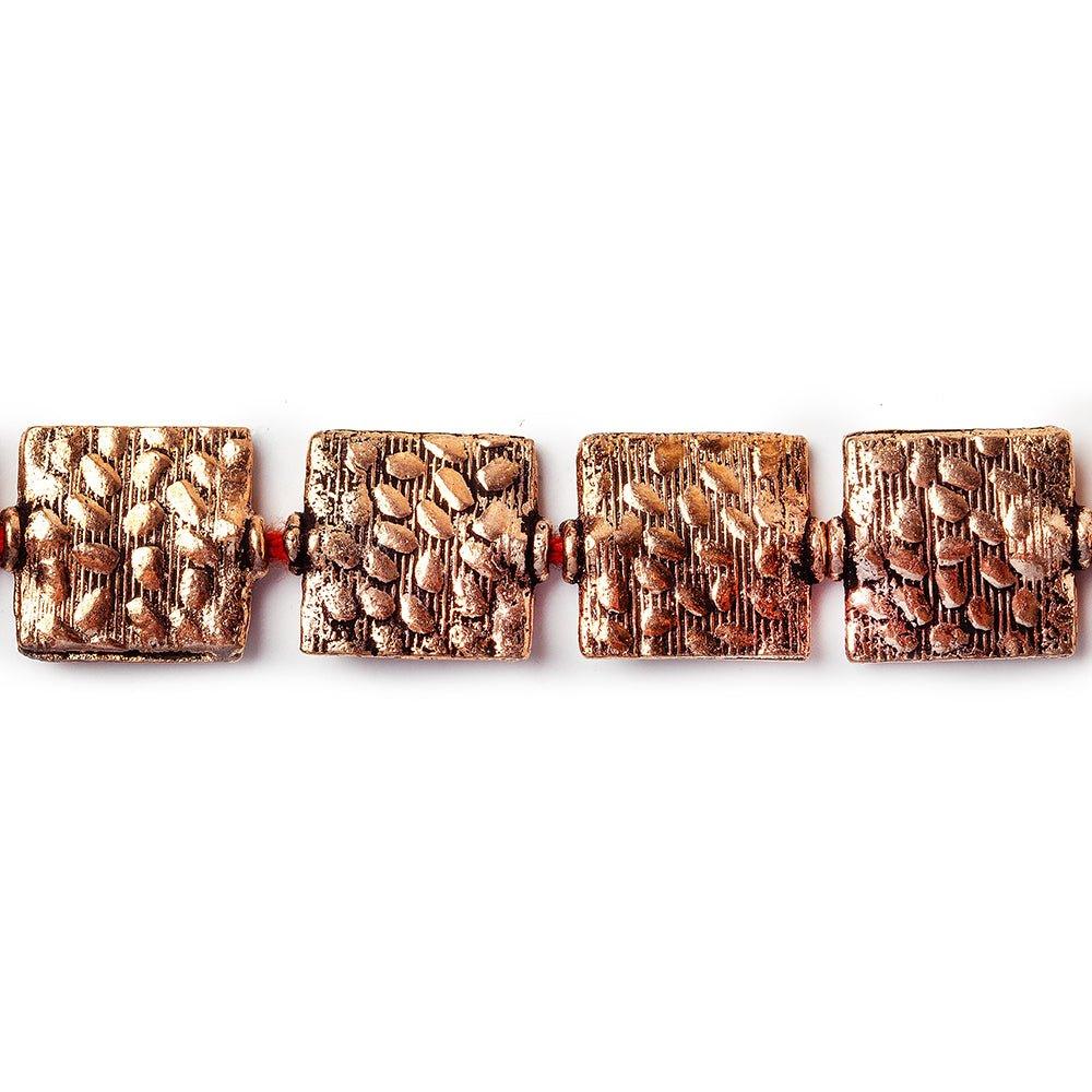 12mm Antiqued Copper Medium Cobblestone Embossed Square Beads, 8 inch, 15 beads - The Bead Traders