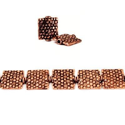 12mm Antiqued Copper Pebbles Embossed Square Beads, 8 inch, 15 beads - The Bead Traders