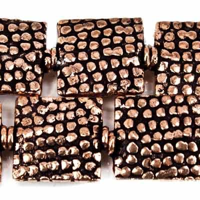12mm Antiqued Copper Snakeskin Embossed Square Beads, 8 inch, 15 beads - The Bead Traders