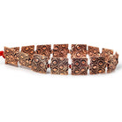 12mm Antiqued Copper Square Keyhole Embossed Square Beads, 8 inch, 15 beads - The Bead Traders