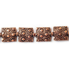 12mm Antiqued Copper Square Keyhole Embossed Square Beads, 8 inch, 15 beads - The Bead Traders