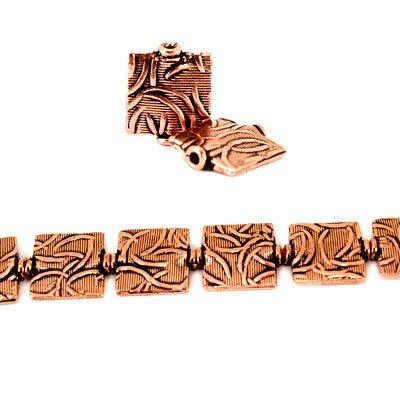 12mm Antiqued Copper Whisp Embossed Square Beads, 8 inch, 15 beads - The Bead Traders
