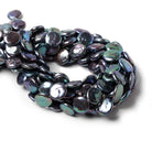 12mm Aqua Peacock Coin Freshwater Pearls 15 inch 32 pieces - The Bead Traders
