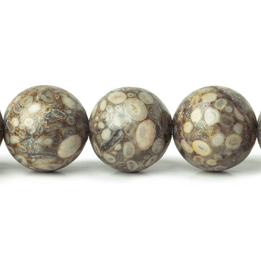 12mm Bakuhanseki Maifan (Medical Stone) plain rounds Large 1mm Hole 15 inch 31 beads - The Bead Traders