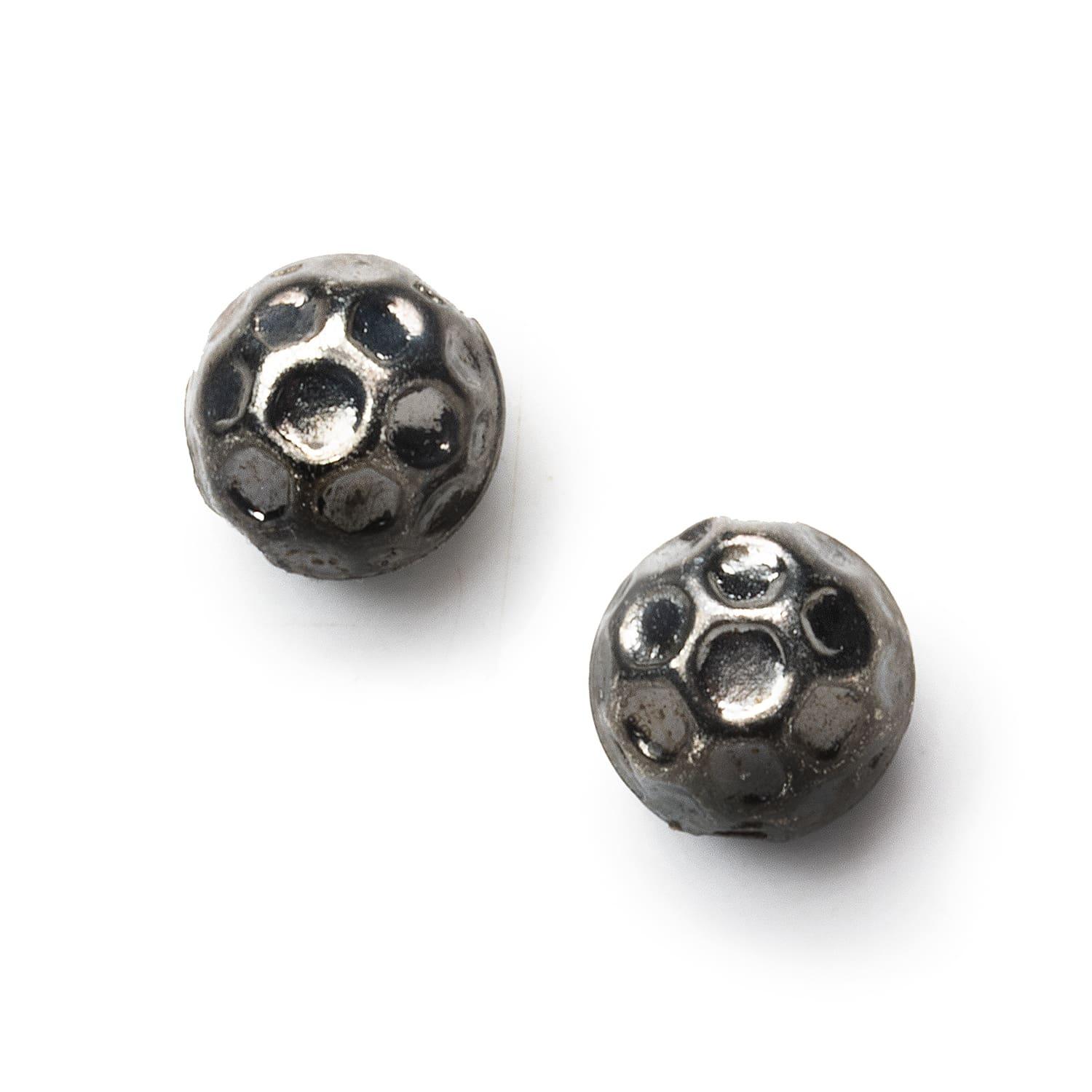 12mm Black Gold Plated Copper Round Beads 2 Pieces - The Bead Traders