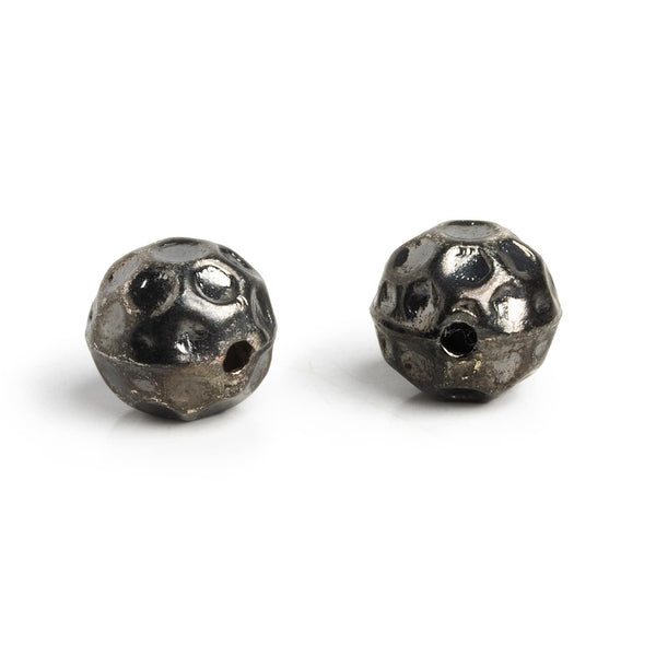 12mm Black Gold Plated Copper Round Beads 2 Pieces