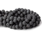 12mm Black Lava Rock Round Beads 16 inch 41 pcs - The Bead Traders