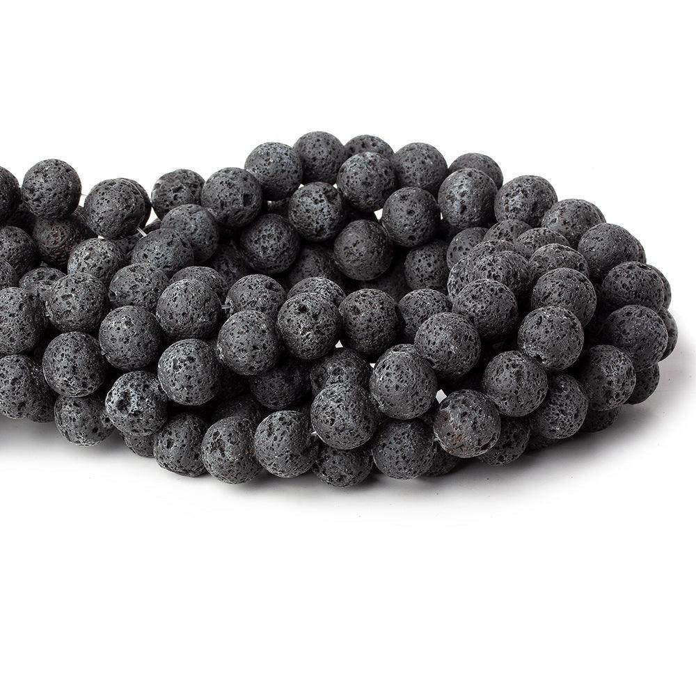 12mm Black Lava Rock Round Beads 16 inch 41 pcs - The Bead Traders