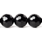 12mm Black Onyx faceted round Beads 15 inch 33 pieces - The Bead Traders