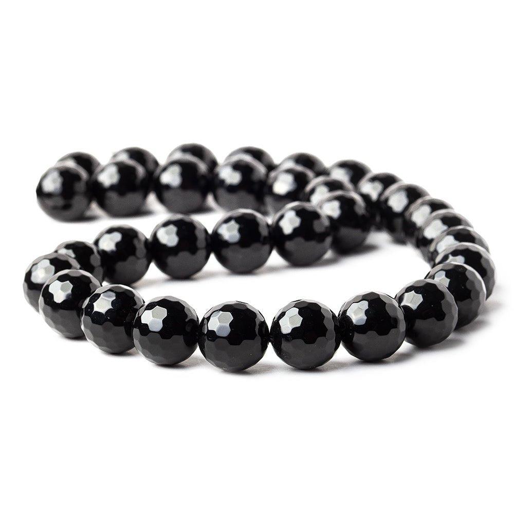 12mm Black Onyx faceted round Beads 15 inch 33 pieces - The Bead Traders