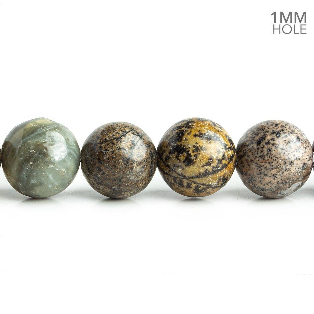 12mm Black Picture Jasper Plain Round Beads 16 inch 35 pieces - The Bead Traders