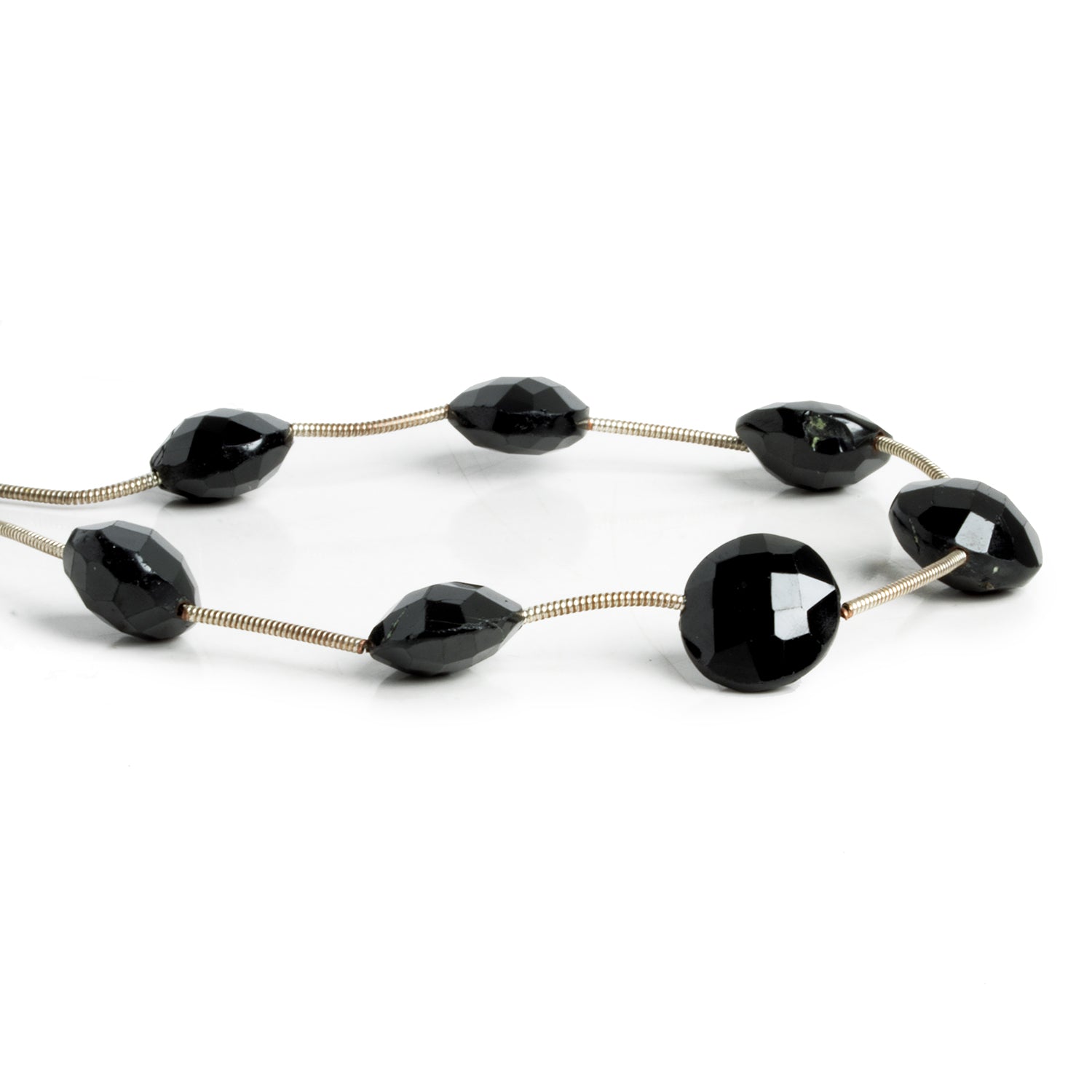 12mm Black Spinel Faceted Coins 6.5 inch 7 beads - The Bead Traders