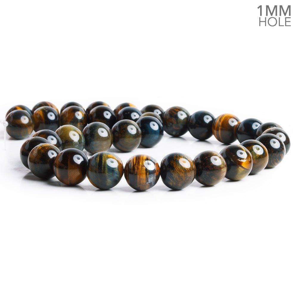12mm Black Tiger's Eye Plain Round Beads 15 inch 33 pieces - The Bead Traders