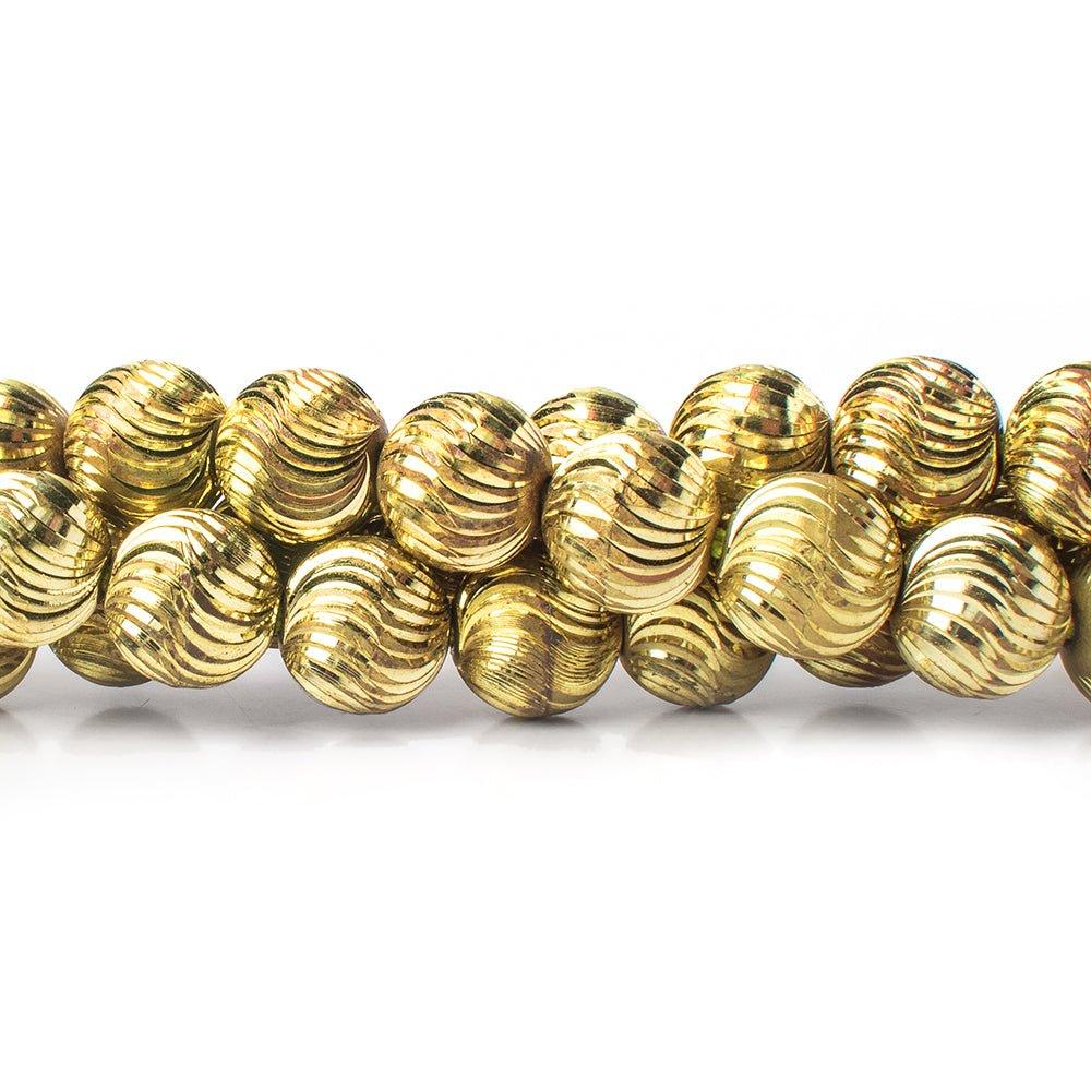 12mm Brass Fluted Round Beads, 8 inch - The Bead Traders